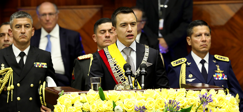 Daniel Noboa Azin se posesionó como el Presidente de la República del Ecuador la mañana de este 23 de noviembre. La Asamblea Nacional fue el escenario de la ceremonia de transmisión de mando, en la que el Jefe de Estado enfatizó en la urgencia de un cambio transformador para construir un Nuevo Ecuador